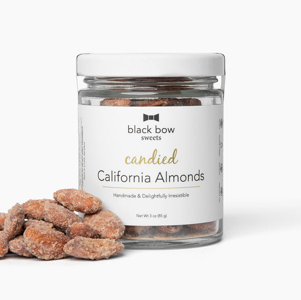 A jar with cinnamon sugar candied almonds